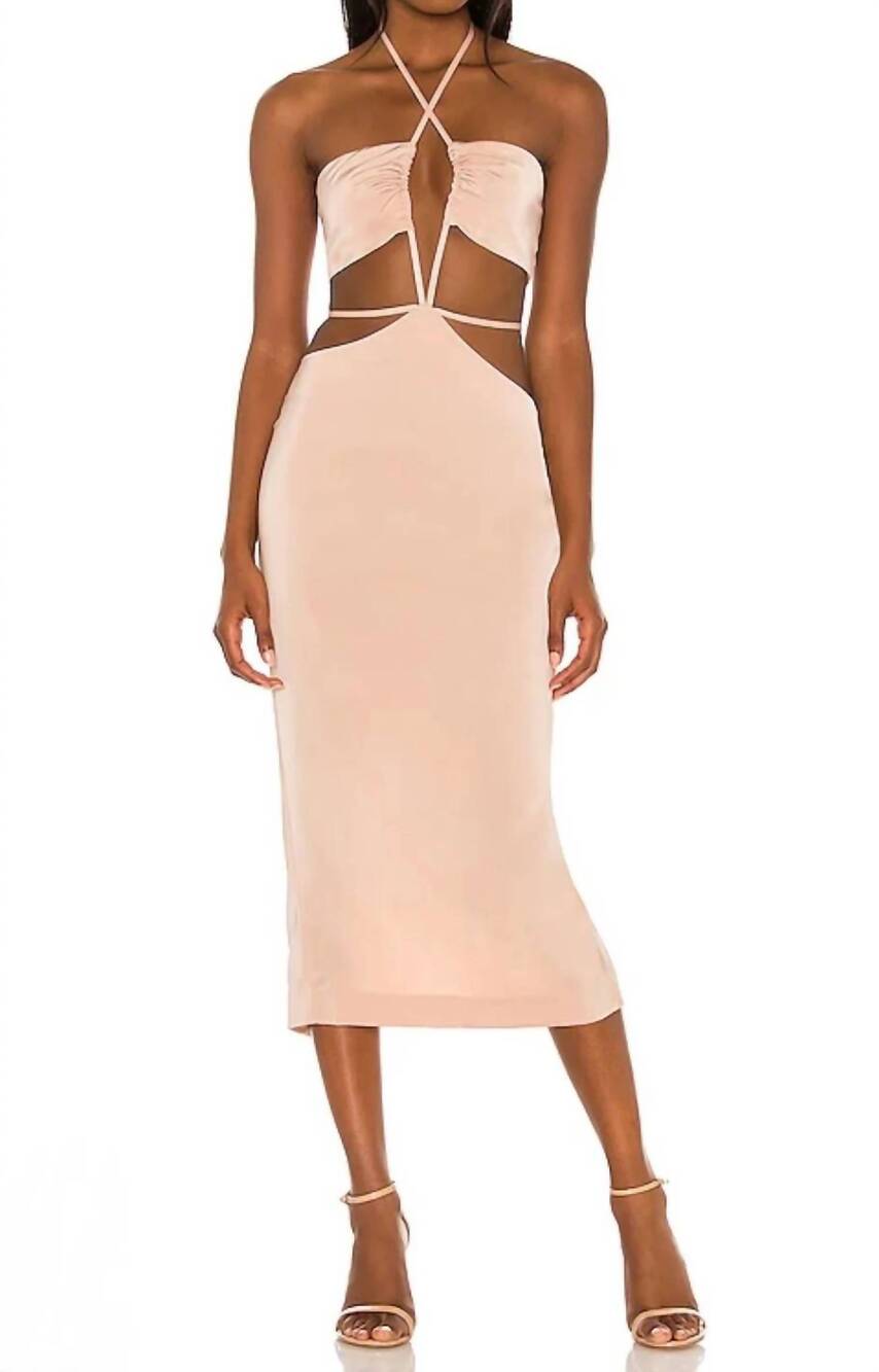 NEW H:OURS enza midi dress in champagne